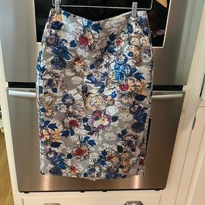 J Crew Collection silver/blue pencil skirt.